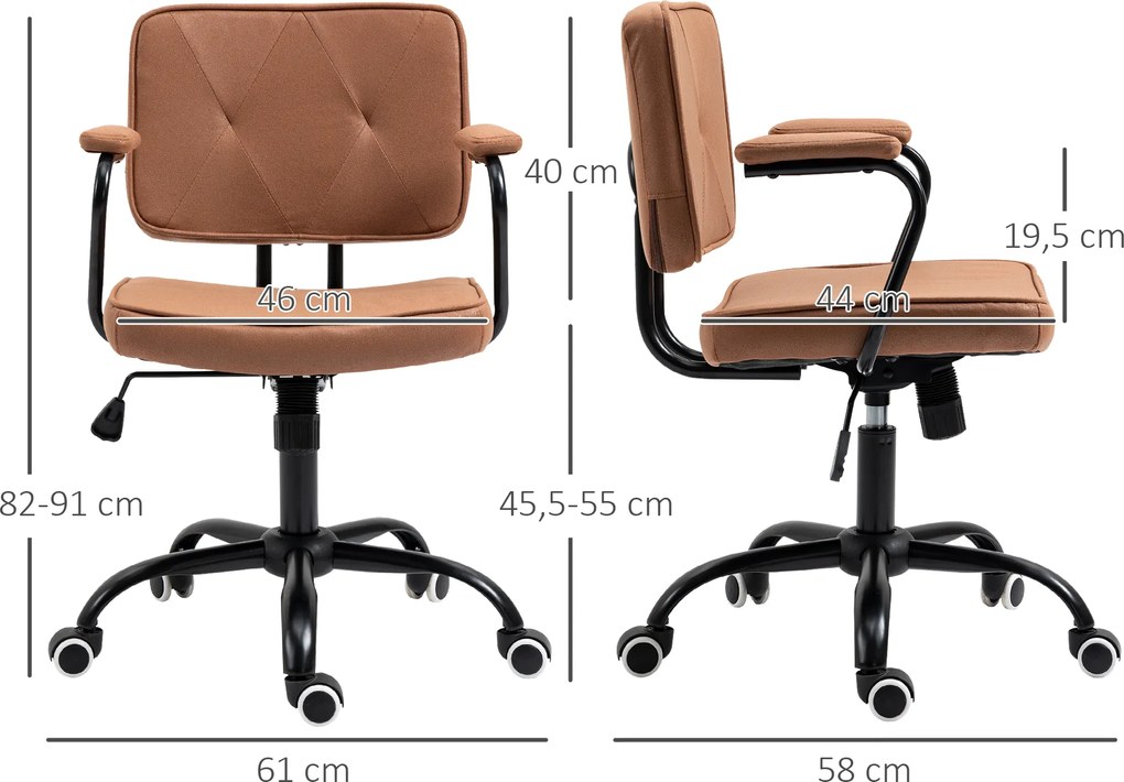 Vinsetto Fotel biurowy obrotowy z kółkami funkcja bujania ergonomiczny brązowy | Aosom PL