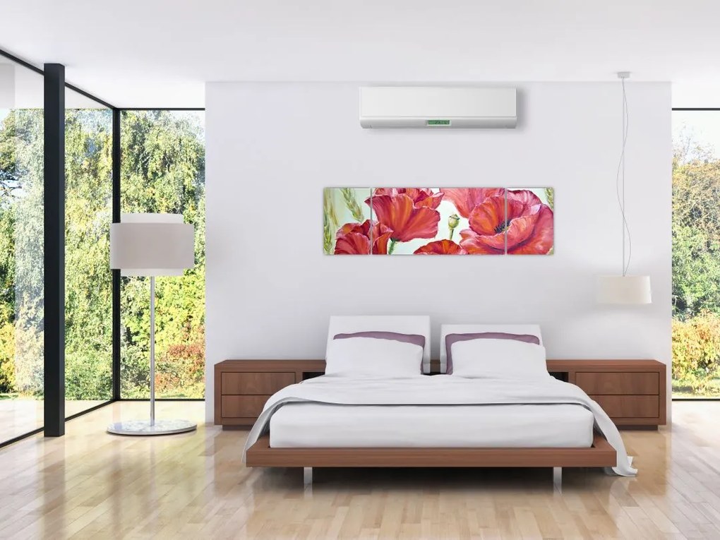 Obraz - Kwiaty maku (170x50 cm)