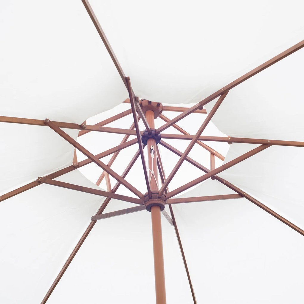 Outsunny Parasol ogrodowy z podwójnym dachem Drewniany kremowo-biały 2,7m Elegancka ochrona przeciwsłoneczna | Aosom PL