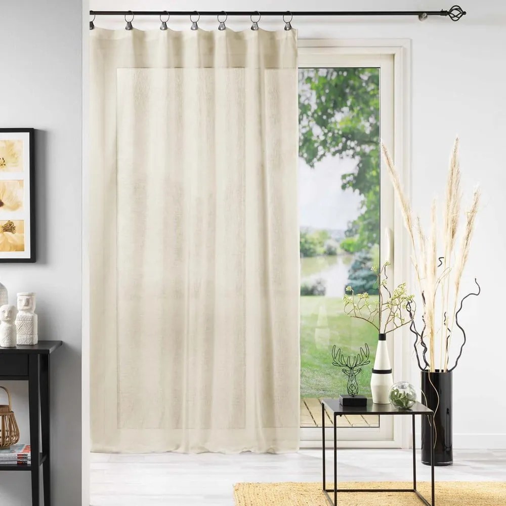 Beżowa firanka z woalu 140x240 cm Linka – douceur d'intérieur