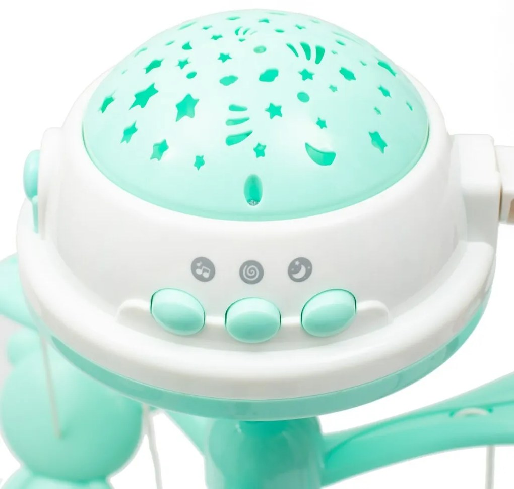 Karuzela Baby Mix nad łóżeczko z projektorem świetlnym, zielony