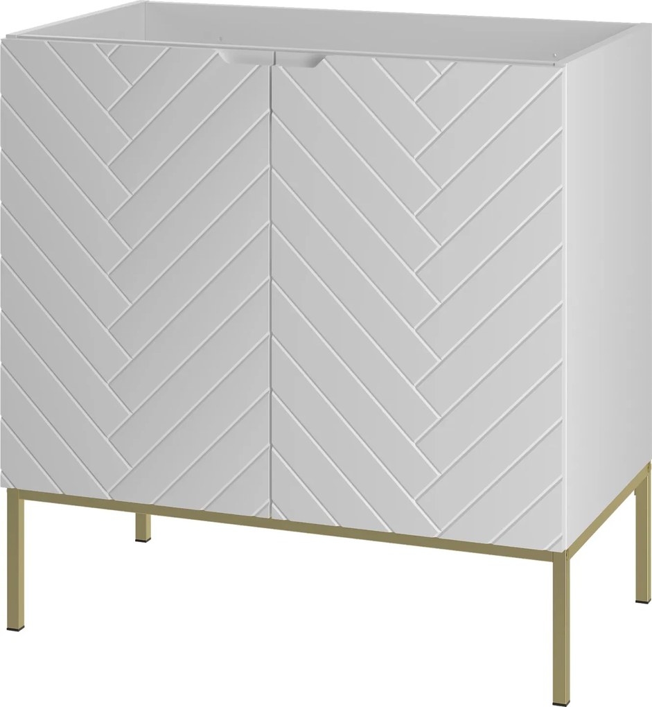 Szafka pod umywalkę wpuszczaną Aspen 08, biały mat/złoty, 80 cm