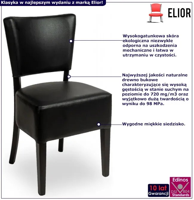 Drewniane tapicerowane skórą ekologiczną krzesło wenge + czarny W2-B70