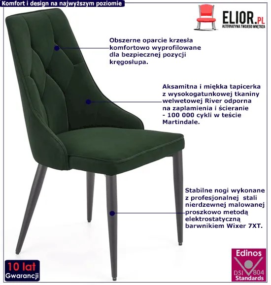 Zestaw butelkowych nowoczesnych krzeseł 4 szt. -  Baldora 4S