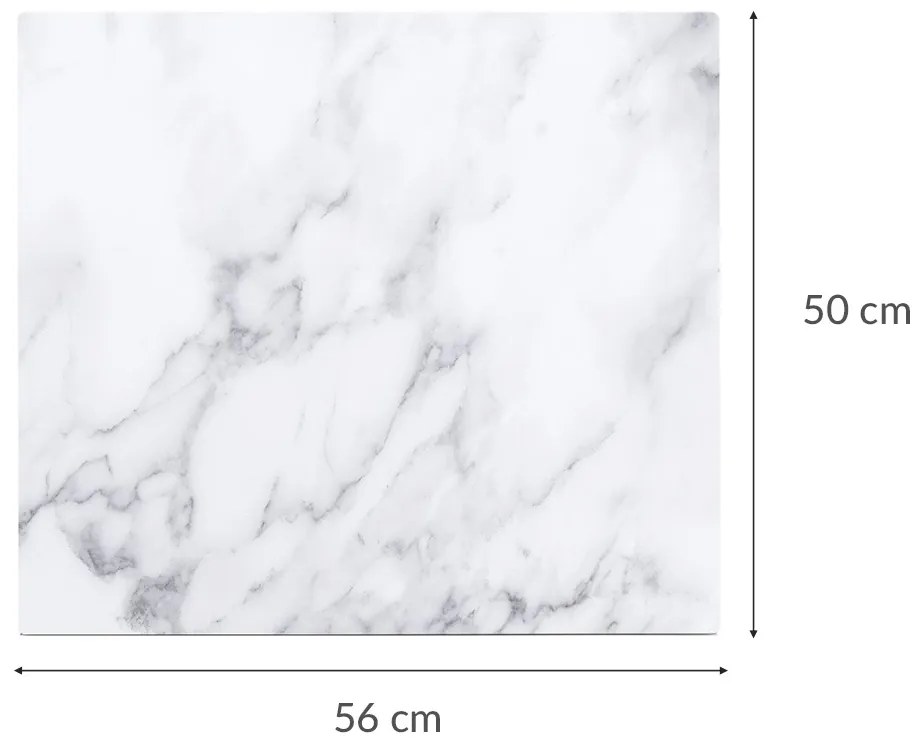 Szklana płyta ochronna MARBLE WHITE na kuchenkę – duża, ZELLER