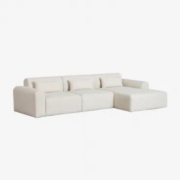 Sofa Modułowy Z Prawym Szezlongiem, 3-częściowy, Z Tkaniny Borjan Chenille Biały - Sklum