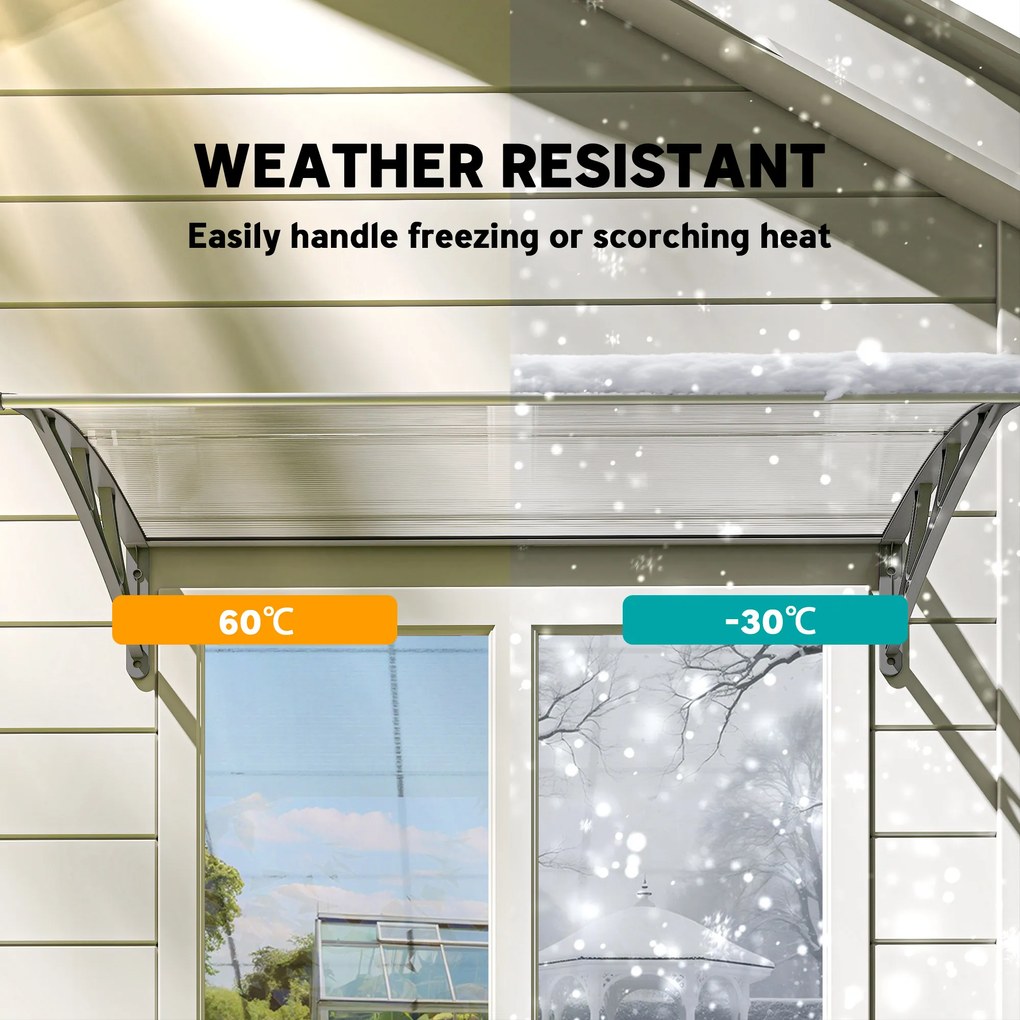Outsunny Zadaszenie drzwiowe, ochrona przed deszczem, wiatrem i gradem, poliwęglan, aluminium, 110 x 60 x 18 cm, Szare