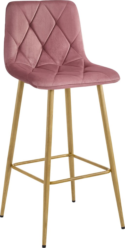 Ciemnoróżowy hoker NADO VELVET z nogami w dekorze dąb