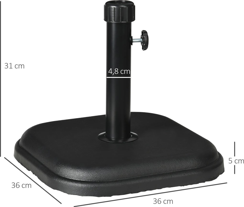 Outsunny Podstawa parasola z betonu 11kg, kwadratowa, stojak na parasol 32-38 mm średnicy drążka, czarny | Aosom PL