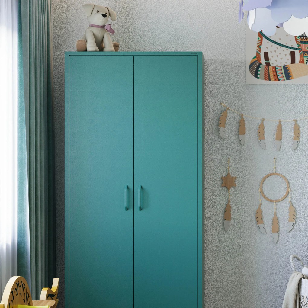 Szafa na ubrania metalowa morska / turkusowa: Modern FLAVIO, 800 x 1850 x 450 mm