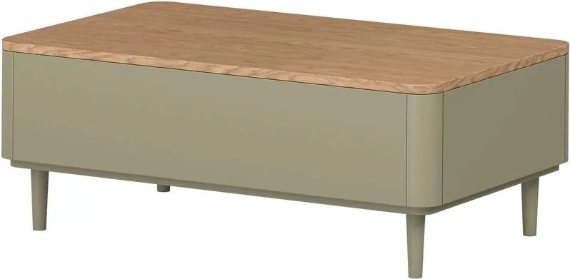 Stolik kawowy Elivo 100 cm z szufladami na nóżkach - eukaliptus / dąb baltic dune