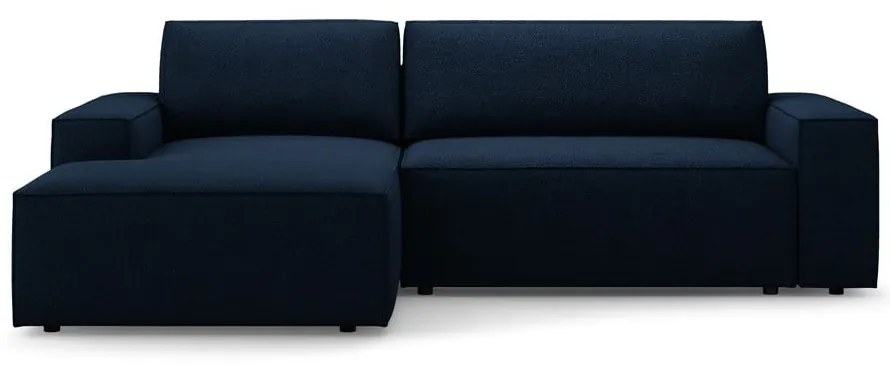 Ciemnoniebieski rozkładany narożnik z materiału bouclé (lewostronny) Jodie – Micadoni Home