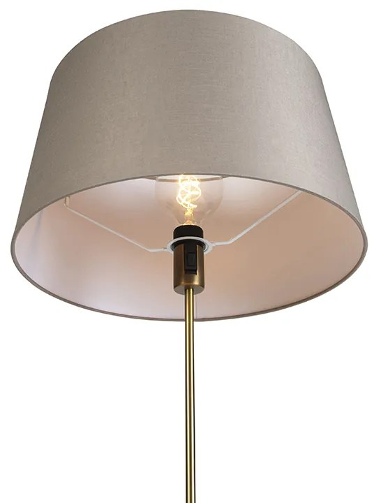 Lampa podłogowa brązowa z abażurem z lnu w kolorze taupe 45 cm, regulowana - ParteWiejski/ Rustykalny / Vintage Oswietlenie wewnetrzne