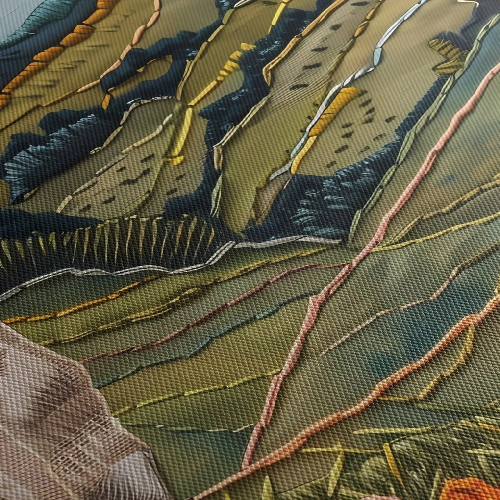 Obraz - Imitacja dzianego motywu (z zegarem) (90x30 cm)
