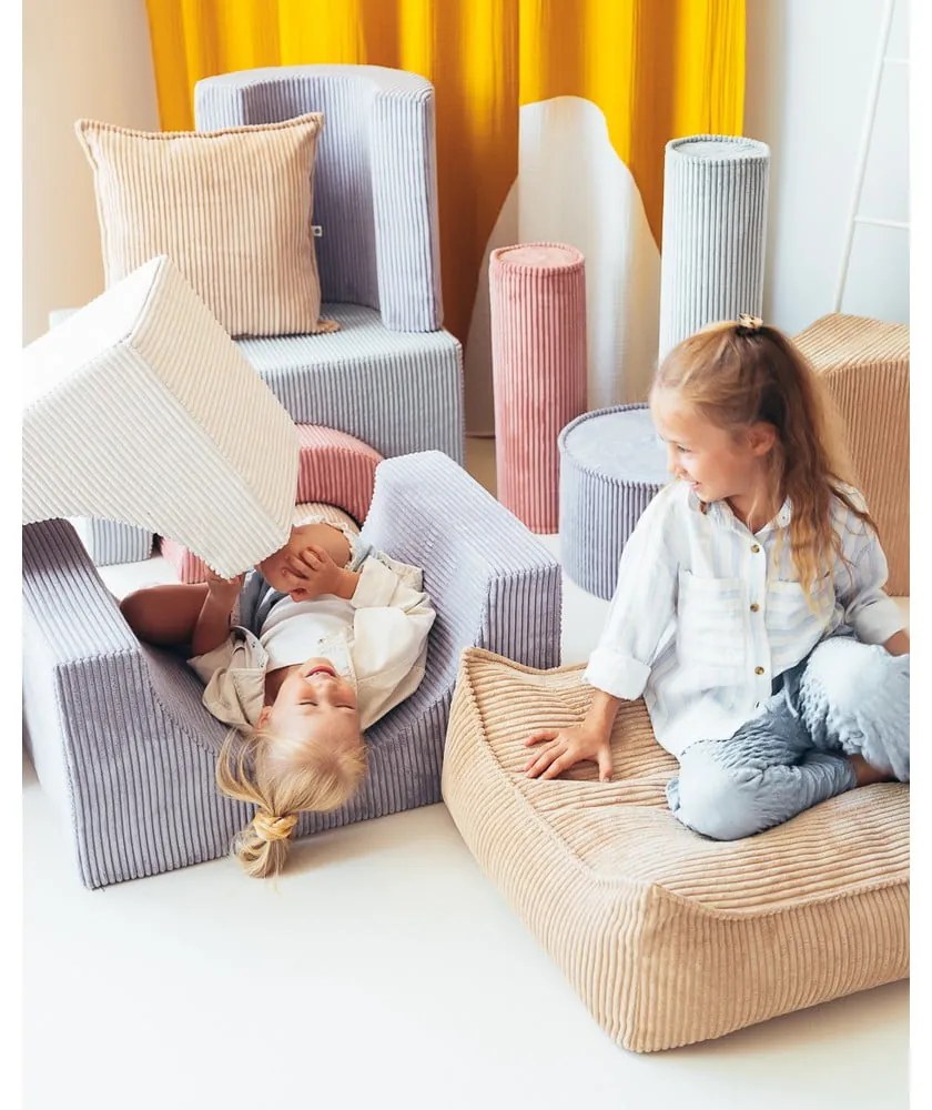 Niebieski sztruksowy piankowy plac zabaw 75x49x37 cm Rainbow Montessori – Wigiwama