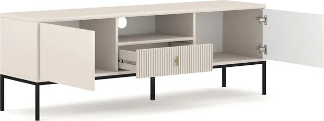 Szafka RTV do Salonu z Szufladą MARCOS 154 cm Kaszmir Ryflowana Glamour