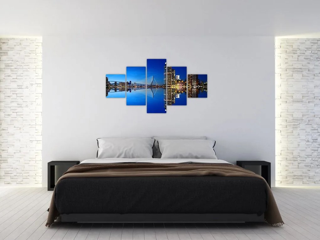 Zdjęcie - Rotterdam nocą (125x70 cm)