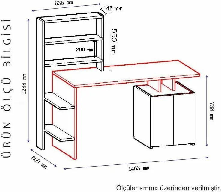 Biurko Melis Walnut and Anthracite