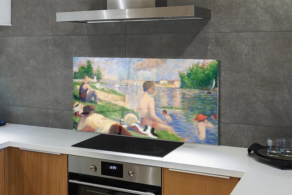 Szklany Panel Kąpiący się w Asnieres - Seurat