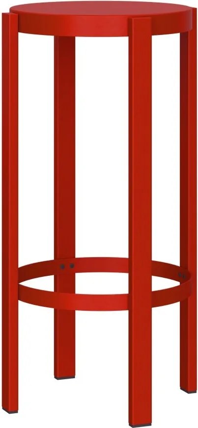 Czerwony stalowy hoker (wysokość siedziska 75 cm) Doon – noo.ma