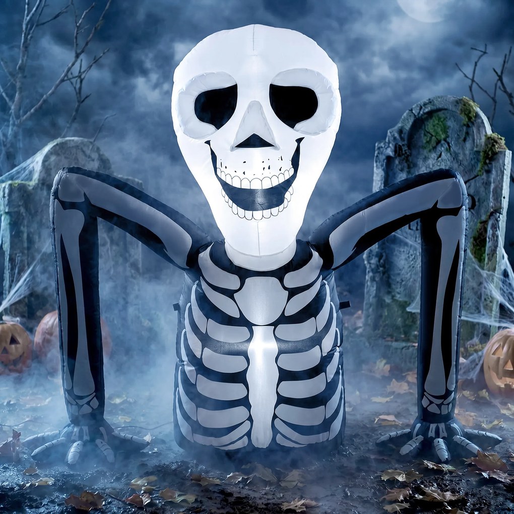 Outsunny Nadmuchiwany szkielet na Halloween wychodzący z ziemi, z lampkami LED, straszna dekoracja do wnętrz i na zewnątrz | Aosom PL