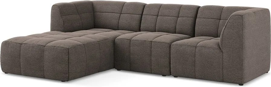 Brązowy narożnik z materiału bouclé (lewostronny/z szezlongiem) Aloha – Makamii