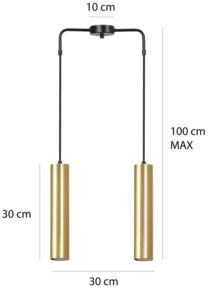 Czarna podwójna lampa wisząca tuba - 6X D062 S8-W28