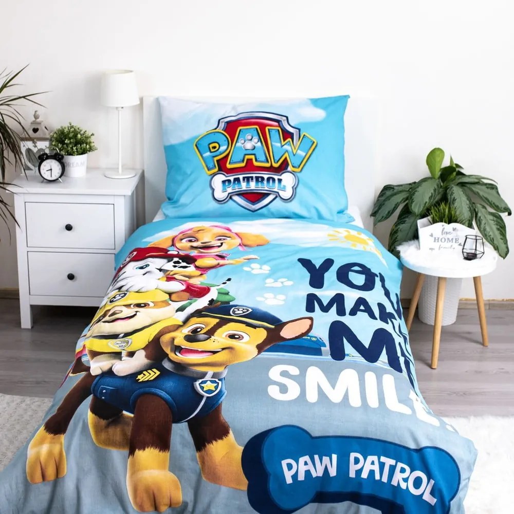 Bawełniana fluorescencyjna pościel dziecięca jednoosobowa 140x200 cm Paw Patrol – Jerry Fabrics