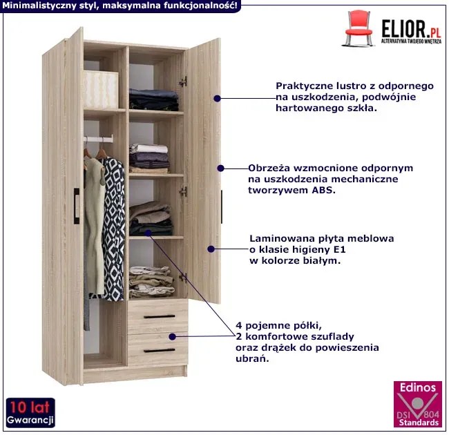 Szafa na ubrania z lustrem R0-G44