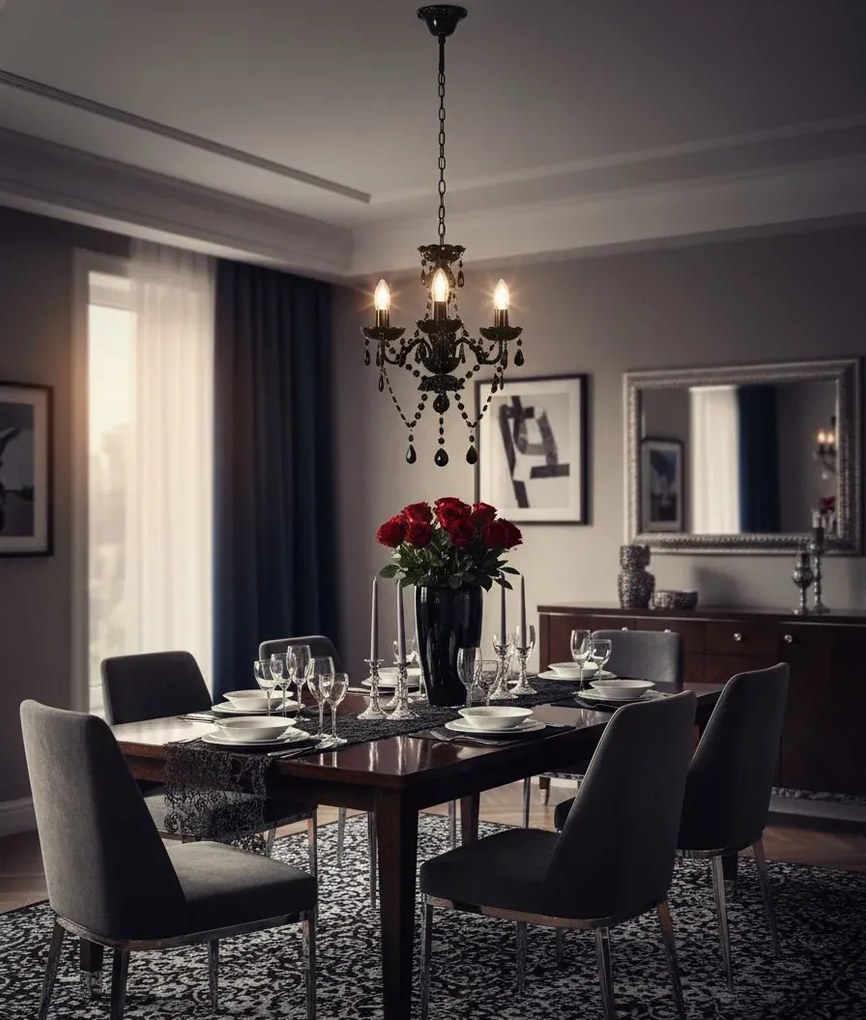 Czarny żyrandol kryształowy świecznik H6-R40