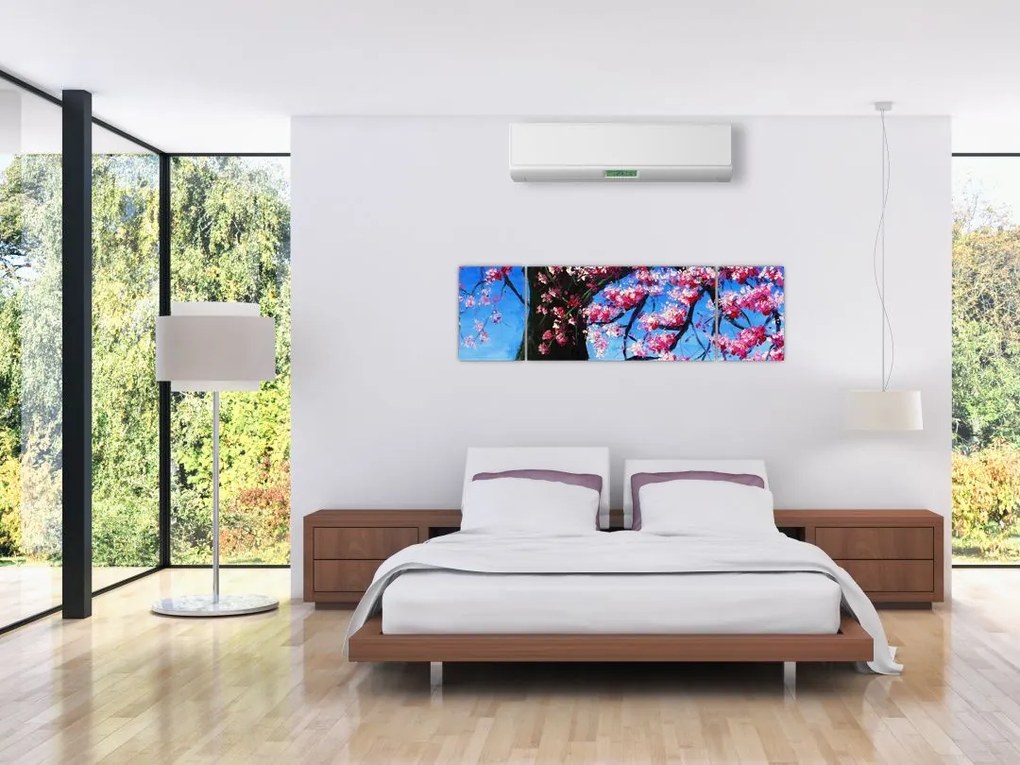 Obraz malowanego kwiatu wiśni (170x50 cm)