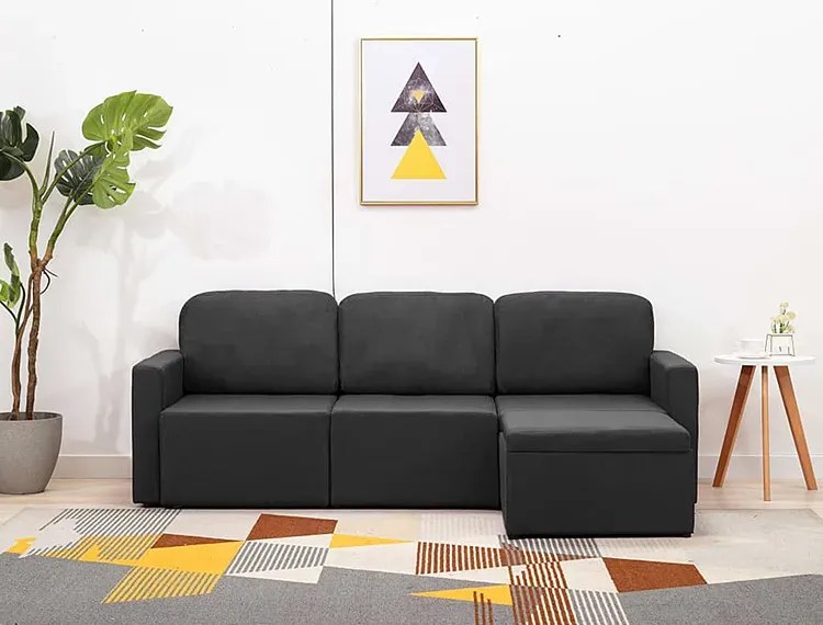 Rozkładana sofa modułowa ciemnoszara tkanina - Odi 4Q