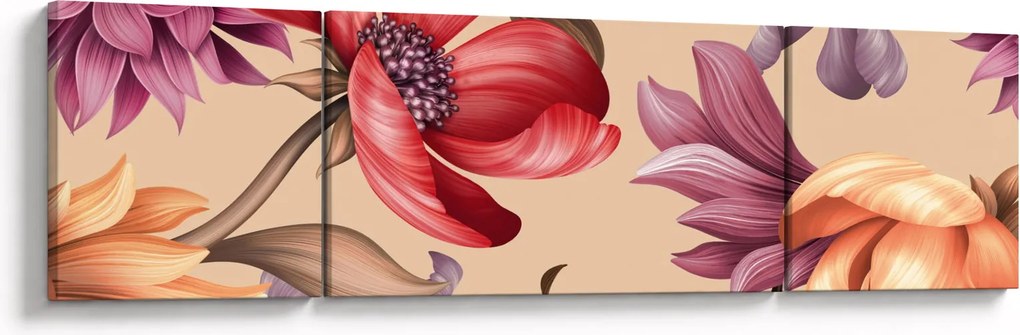 Obraz - Vintage Flowers (170x50 cm)