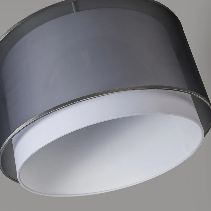 Abażur do lampy wiszącej z tkaniny czarny/biały 47/25 - Duo Nowoczesny