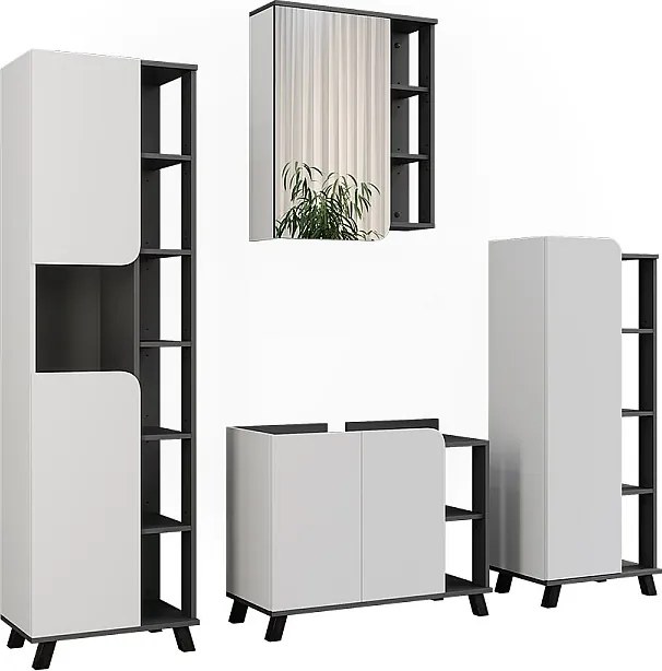 Zestaw mebli łazienkowych antracyt/biały 80x35x65 karen