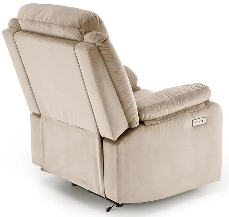 Beżowy rozkładany fotel z gniazdem usb - Anvi