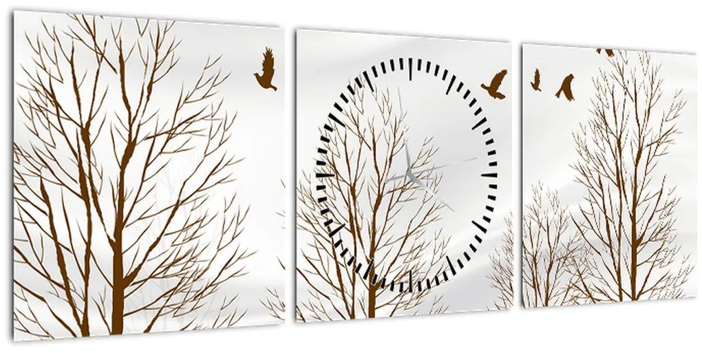 Obraz - Jeleń przed rzeką (z zegarem) (90x30 cm)