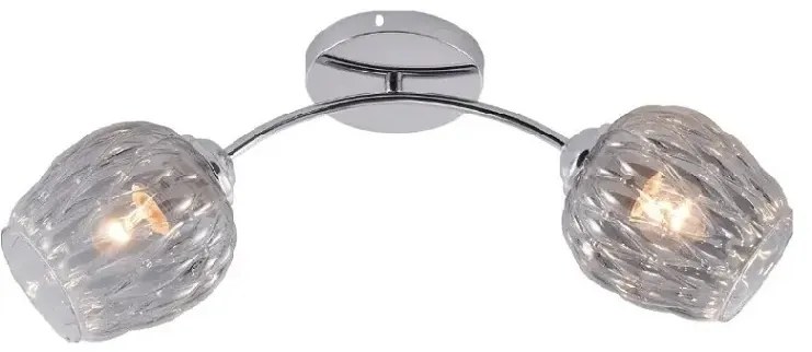 Chromowy żyrandol z dwoma kloszami o falistym kształcie - 4X V188 P6-G57