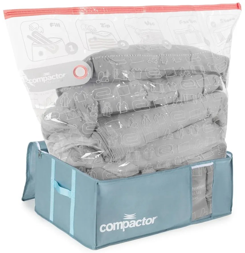 Plastikowy pojemnik próżniowy do przechowywania ubrań 65x45x27 cm Blue Edition – Compactor