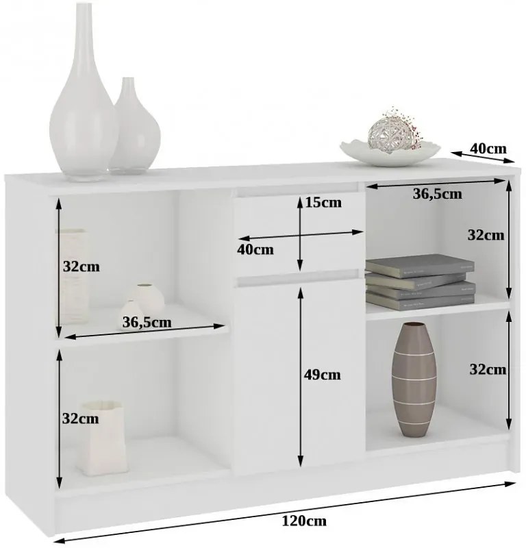 Skandynawska komoda dąb sonoma + biały E7-G29