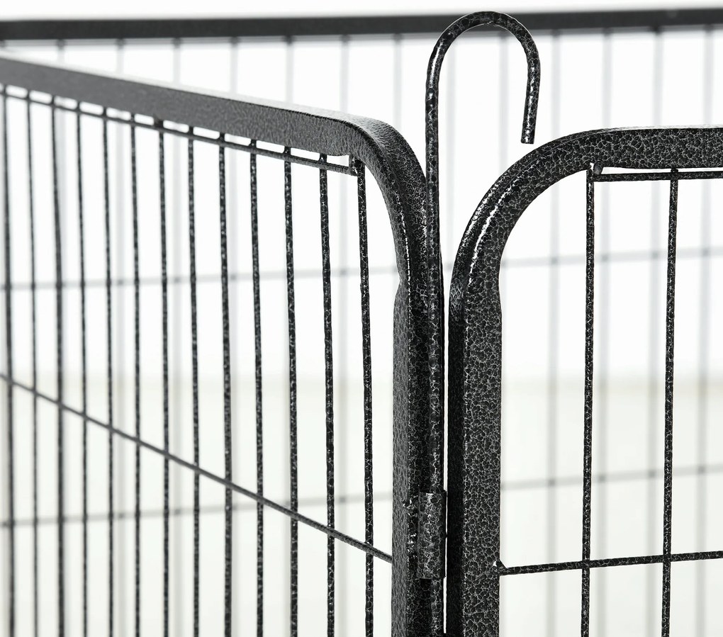 PawHut Krata dla Psów z 12 Panelami Wybieg dla Szczeniąt Czarny 80x1,5x60cm | Aosom PL