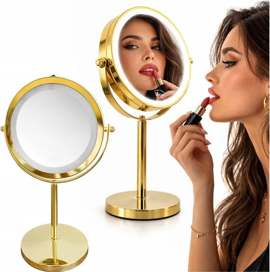 Lusterko Do Makijażu PREMIUM Kosmetyczne POWIĘKSZAJĄCE 10X Podświetlane LED