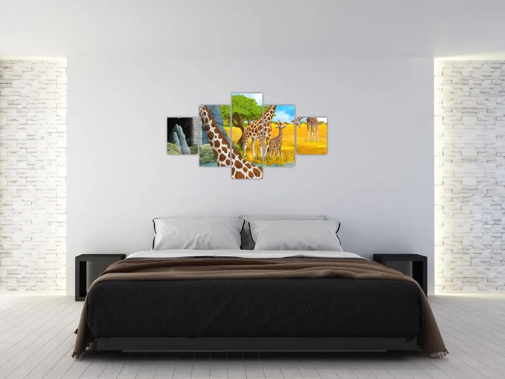 Obraz - Rodzina żyraf (125x70 cm)