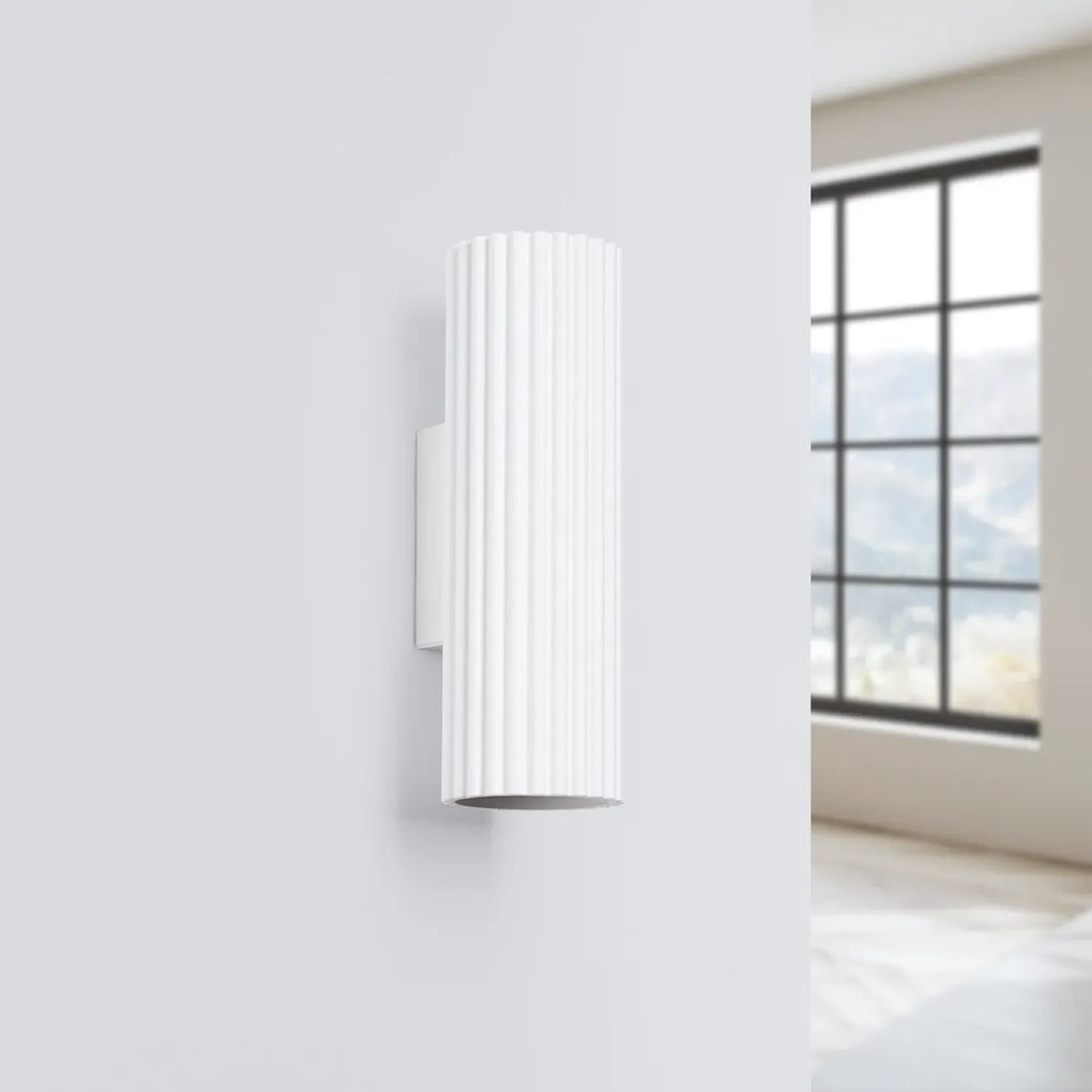 Kinkiet KARBON 20 biały ryflowany SOLLUX  LIGHTING