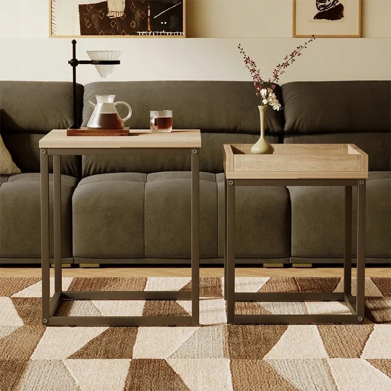 Stolik kawowy ława stół zestaw stolików 2w1 loft industrialny jasny brąz