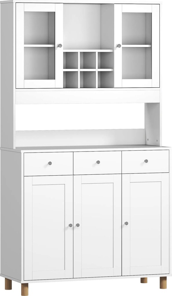 HOMCOM nowoczesny kredens witryna do salonu biała szafka na akcesoria i dzieła płyta MDF 100x40x180 cm | Aosom PL