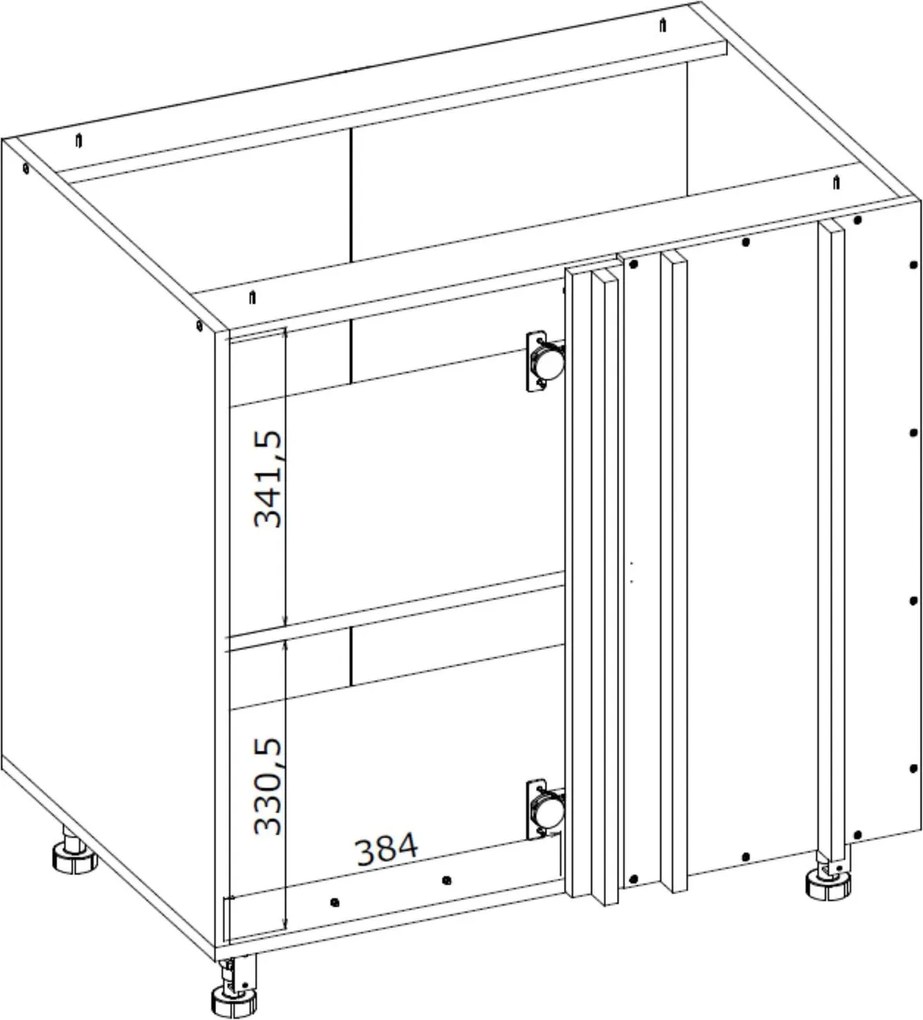 Kuchenna szafka modułowa dolna narożna BELLA DN-100/82 biały połysk