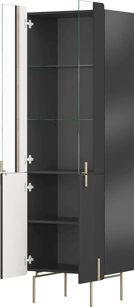 Witryna Malmi 60 cm - czarny mat / złote nóżki