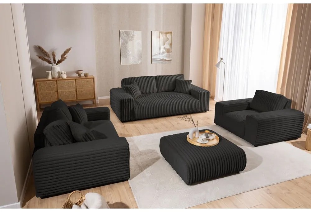 Ciemnoszara sztruksowa sofa 213 cm Justin – Ropez