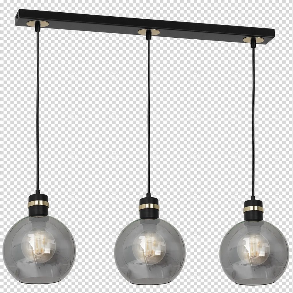 Lampa wisząca potrójna, 3 kule OMEGA BLACK/GOLD 3xE27